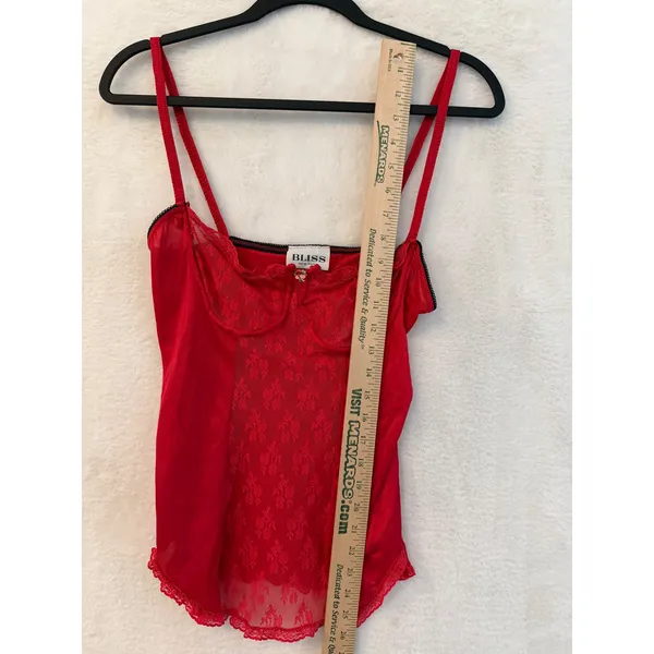 Bliss New York Red Lace Camisole Top Underwire Sweetheart Neckline Vintage Style - Image 3