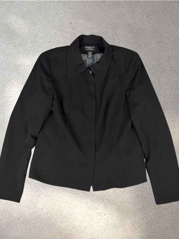 Worthington Works Zip Up Blazer Women’s 12 Black Biker Grunge Chic Nana Workwear - Image 3