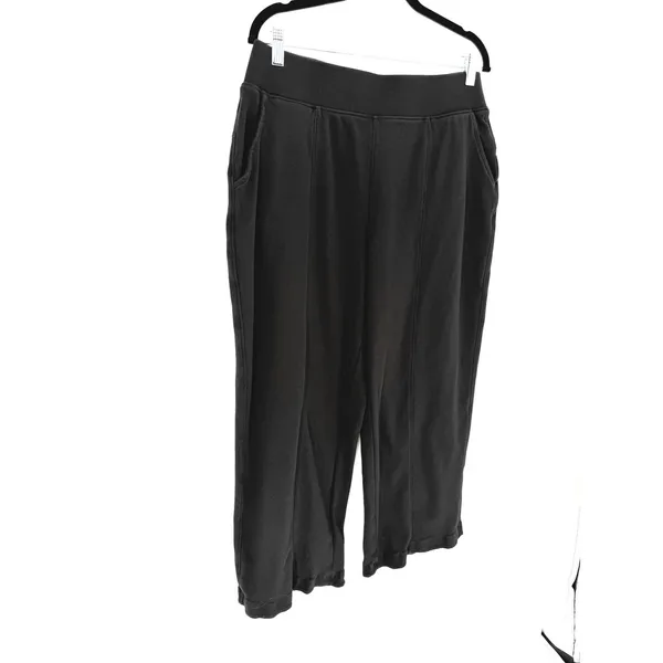 Pact Sweatpants Wide Leg Size L Black Organic Cotton Loungewear Athleisure - Image 2