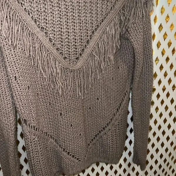 Solemio Brown sweater tassels western cowboy size S - Image 4