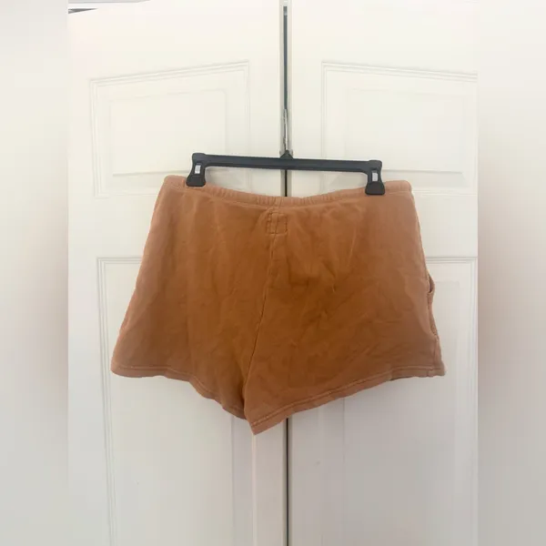 Aerie One-A-Roll Lounge Shorts Terry Cloth Brown Tan Drawstring Size Medium - Image 7