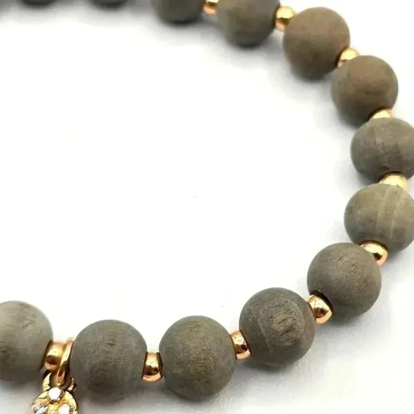 Gray Gold Charm Cross Bead Elastic Fashion Jewelry‎ Bracelet B15 - Image 3