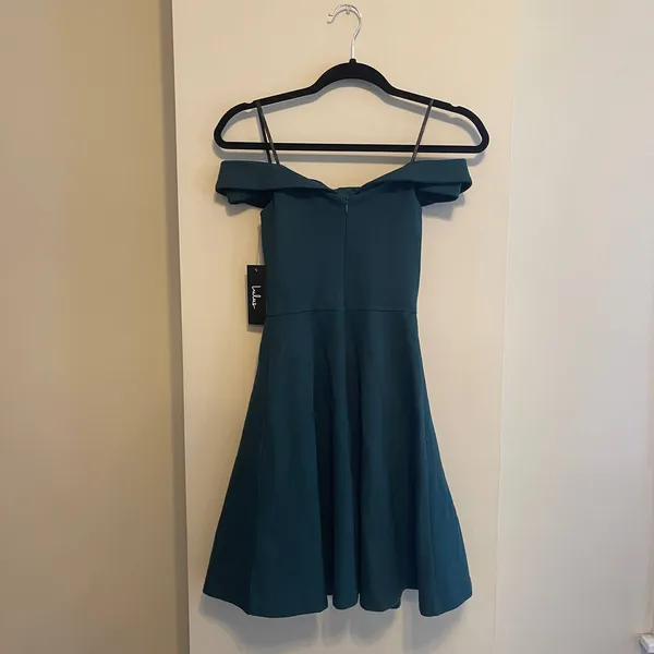 Lulu's Season of Fun Forest Green Off-the-Shoulder Skater Dress Size XS NEW - Image 9