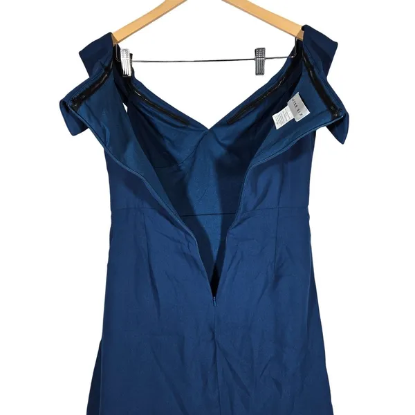 After‎ Six 6872 Off Shoulder Maxi Dress Atlantic Blue Size 4R Bridesmaid Gown - Image 6