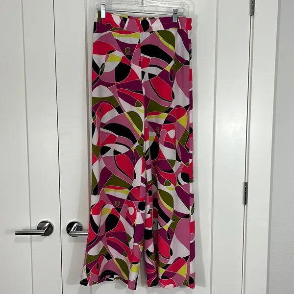 V Cristina Small Pink and Black Pop Art Wide Leg Pants - Image 2