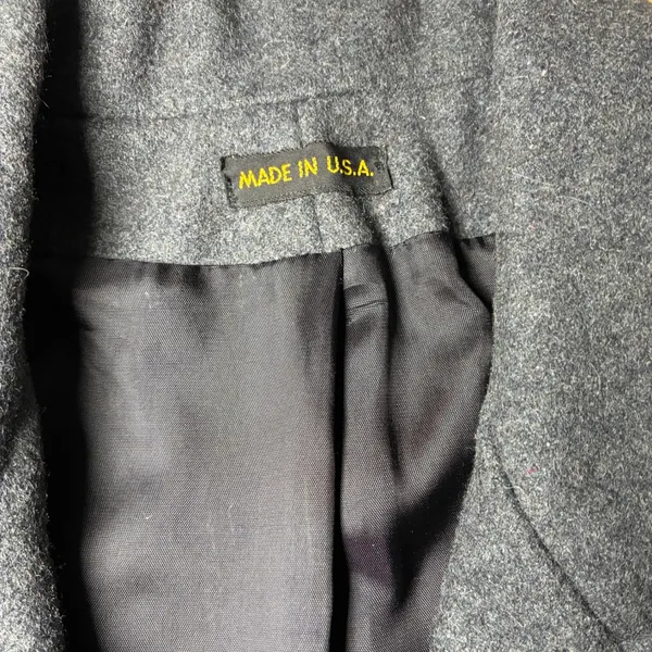 Vintage Wool Double Breasted Overcoat Longline Notched Lapel Grey Sz 16 Classic - Image 6