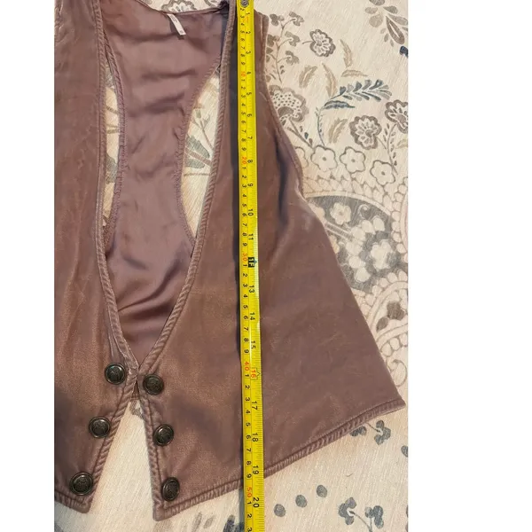 Free People Blush Suede Cropped Vest Top Mauve Boho Festival Size XS - Image 3