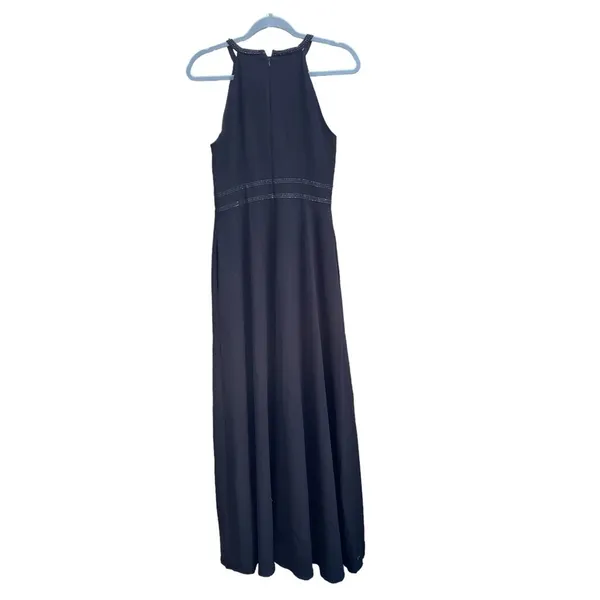 Aidan Maddox Black Cut Out Halter Neck Beaded Formal Gown - Image 2