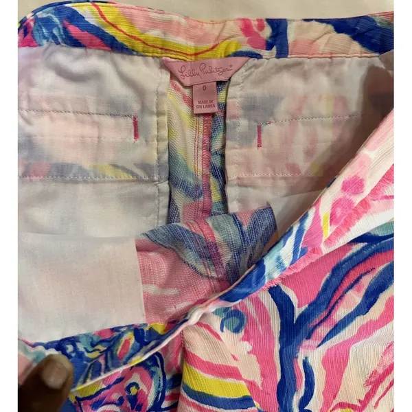 Lilly Pulitzer‎ Adie Shorts Womens 0 Pink/Blue Loud 3" Inseam Bright Colorful - Image 4