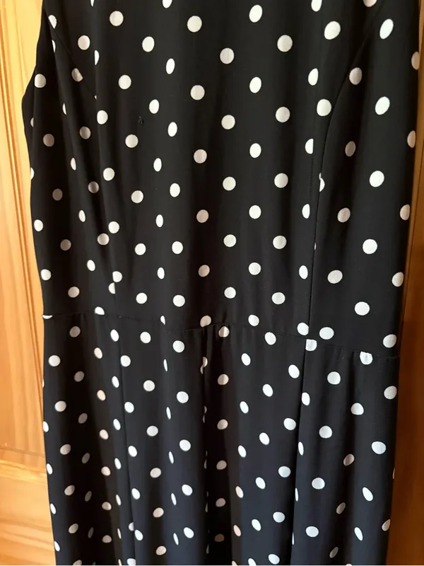 Lauren Ralph Lauren Sleeveless Polka-Dot Midi Dress black/white size 2 - Image 3