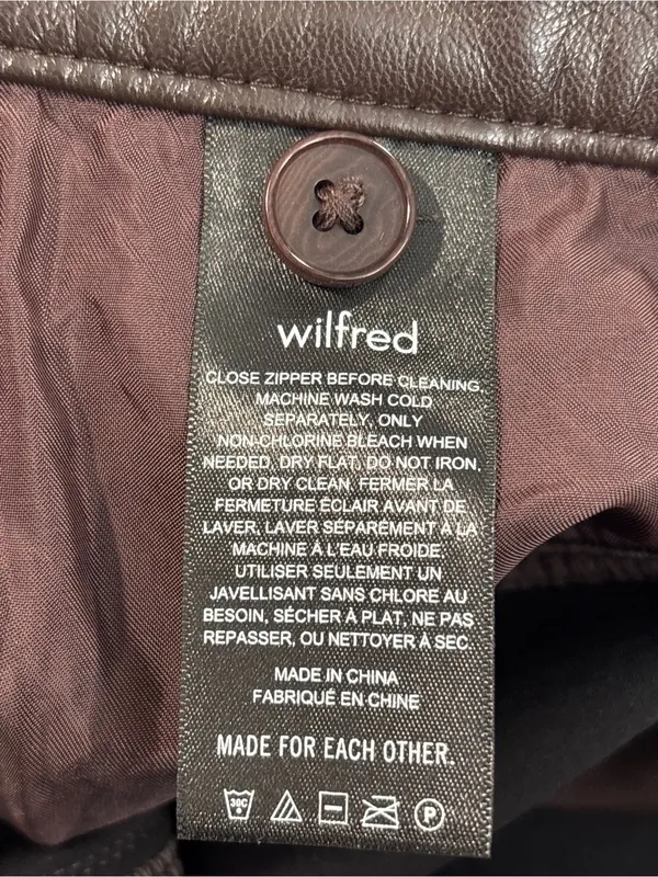 Wilfred Chocolate Brown Faux Leather Straight Leg Trouser Pants Size 4 Womens - Image 10