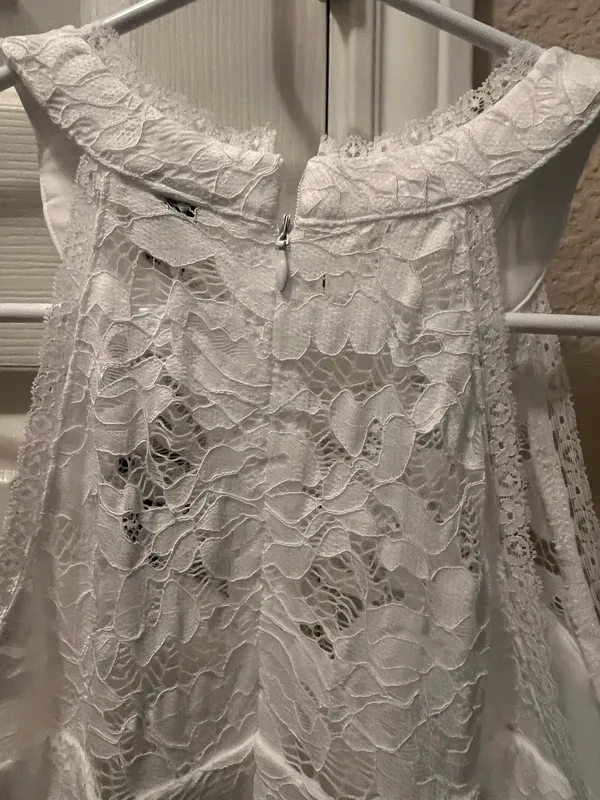Women’s Gorgeous Allegra K White Satin Lace Med/ Length Dress Size M NWT - Image 5