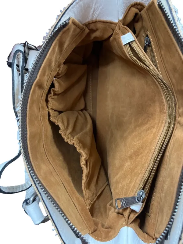 Patricia Nash Angela wms leather tan white tasseled hand shoulder bag SKU 10-759 - Image 10