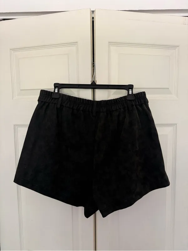 NWT Free People Roma Black Vegan Suede Shorts High Waist Black Size Medium - Image 6