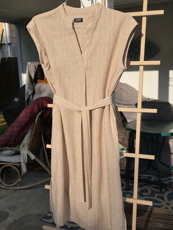 Vintage Jones New York Linen Blend Slip Midi Dress Large - Image 9