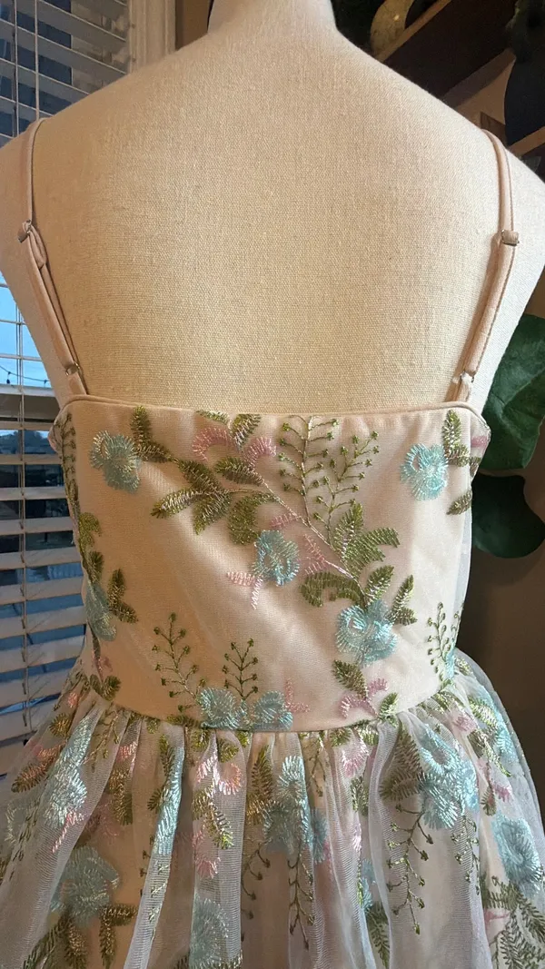 Vici Pink Embroidered Floral Tiered Spaghetti-Strap Dress - Image 7