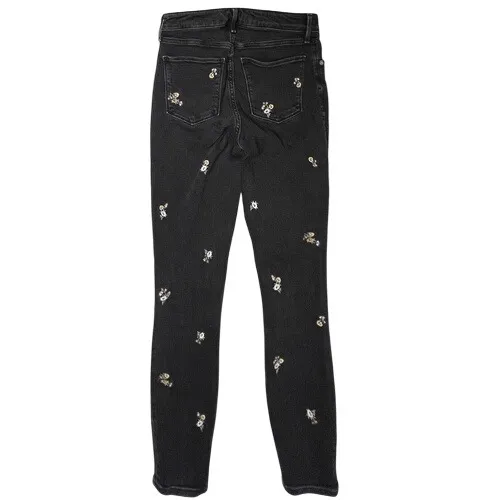 Abercrombie & Fitch‎ Black Embroidered High Rise Skinny Ankle Jean 26/2 Long - Image 2