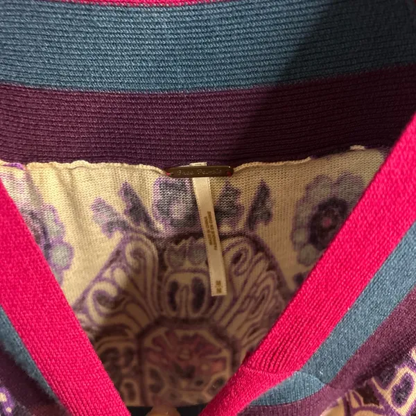 Free People Multicolor Patterned Belted Sweater | Size Medium - Image 4