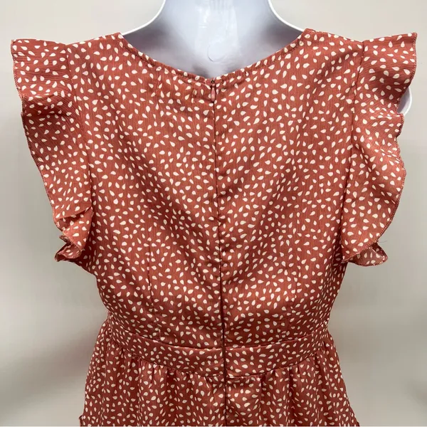 Pink and Orange Flutter Sleeve Smocked Mini Dress - Image 8