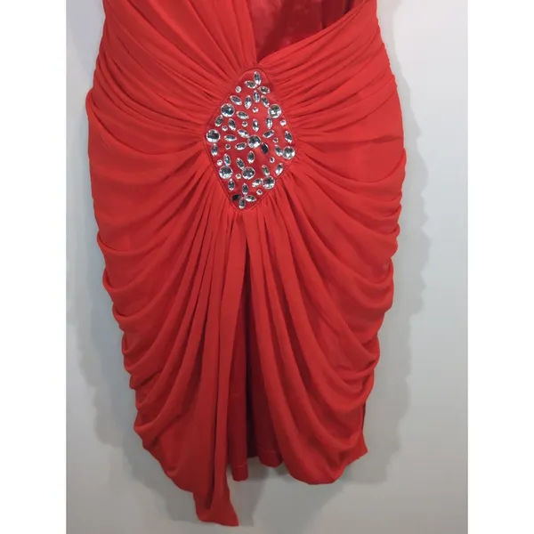 Qurio by Aggie Strapless‎ Cocktail Dress Red Crystal Embellished Womens Large - Image 3