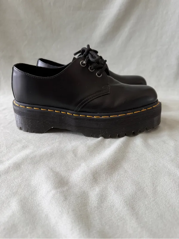 Dr. Martens 1461 SMOOTH LEATHER PLATFORM Black Smoothh SHOES Size 8M or 9W - Image 5