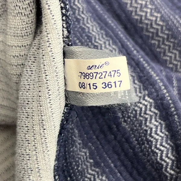 Aerie Blue Striped High Rise Full Length Skinny Cotton Blend Leggings Medium - Image 5