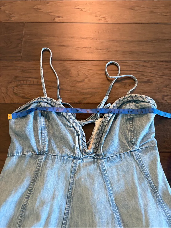 New With Tags Free People Altura Denim Mini Dress Sz M - Image 6