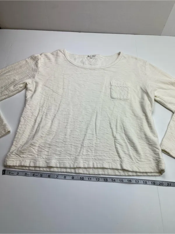 Alex Mill 100% Cotton Cream Long‎ Sleeve Top Pocket Womens Size Large Minimalist - Image 8