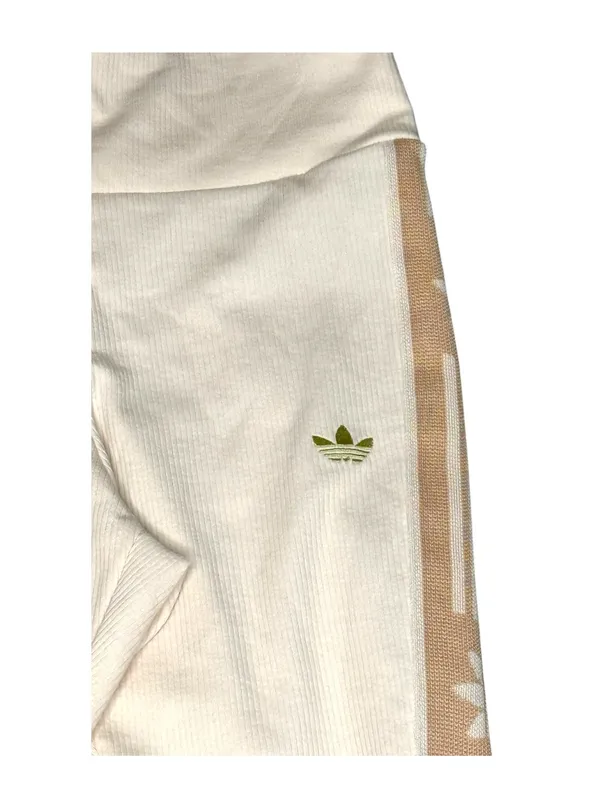 new adidas Originals ミ Ski Chic Flared Rib Retro 3 Stripe Leggings ミ Oatmeal ミ M - Image 7