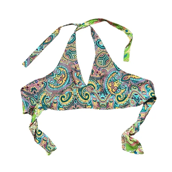 Reversible Paisley Halter Crop Top Bohemian Festival Coachella Sz S/M Silk Y2K - Image 13