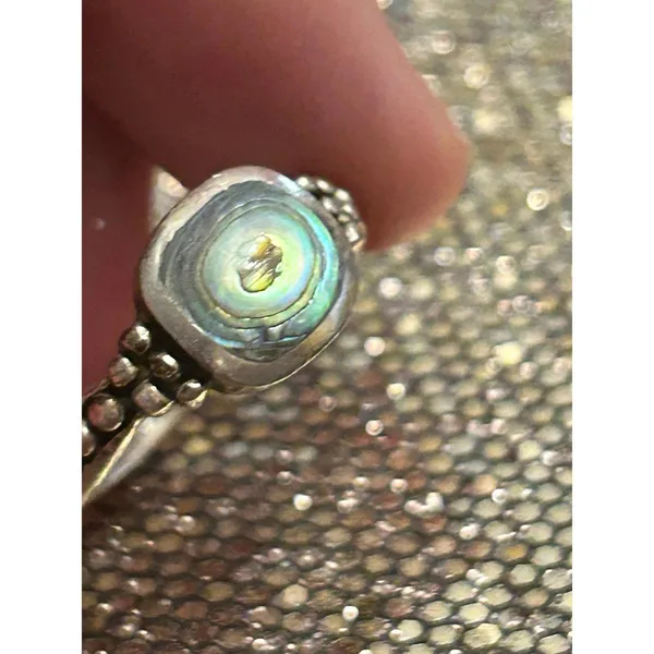 925 sterling silver ring band size 8 g32 2.92g Mather of pearl - Image 2