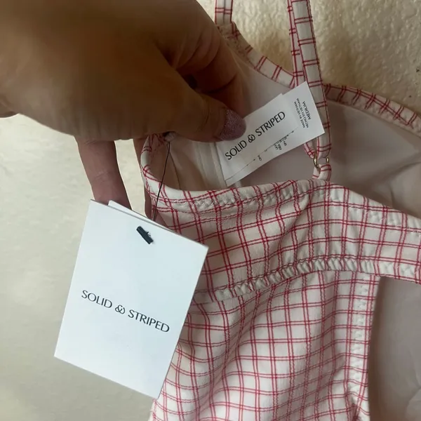 Solid & Striped Gingham High Leg Cheeky Balconette One piece Swimsuit NEW MEDIUM - Image 8