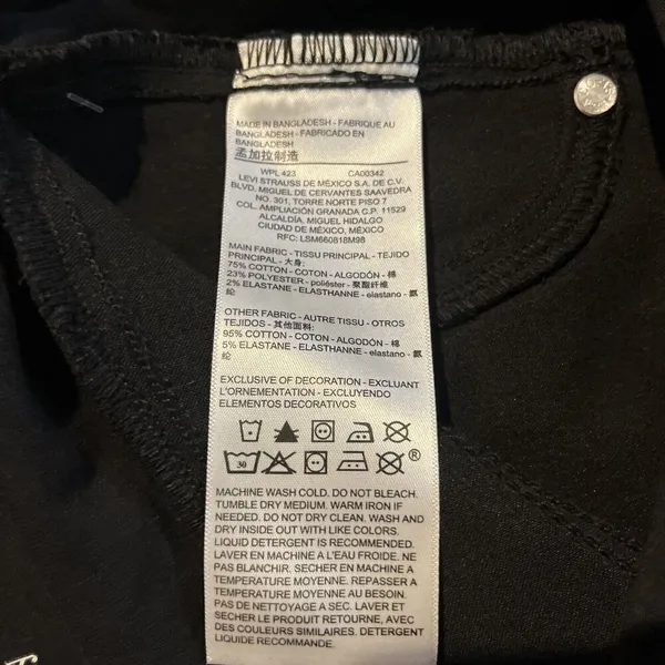 Signature Levis Maternity Jeans Medium Black Denim Skinny Stretch - Image 6