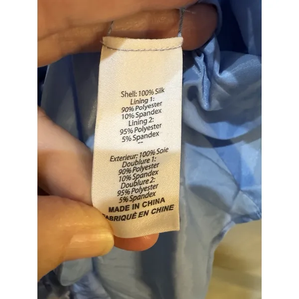 $565 Cinq à Sept Women's Blue Silk Strapless Ruched Asymmetrical Dress Size 4 - Image 8