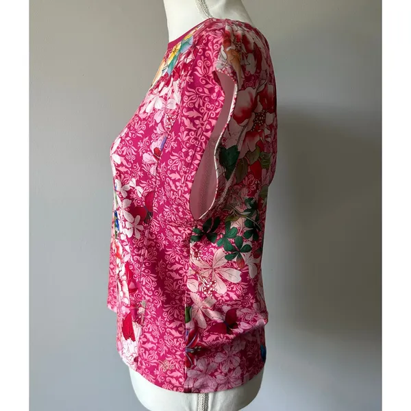Johnny Was Active Pink Floral Bee Printed Workout Activewear Tank Top Size S - Image 4