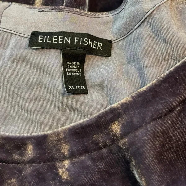 Eileen Fisher Size XL Blouse Top Purple Lavender Velvet Long Sleeves - Image 3