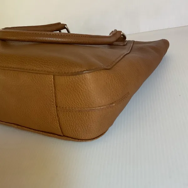 Fossil SHB3207A Brown Genuine Leather Tote Shoulder Bag Cognac Double Handle - Image 6
