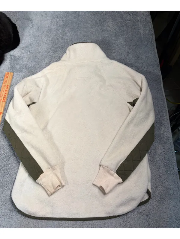 Abercrombie & fitch Olive & Cream Quilted Pullover Sweater fleece small - Image 13