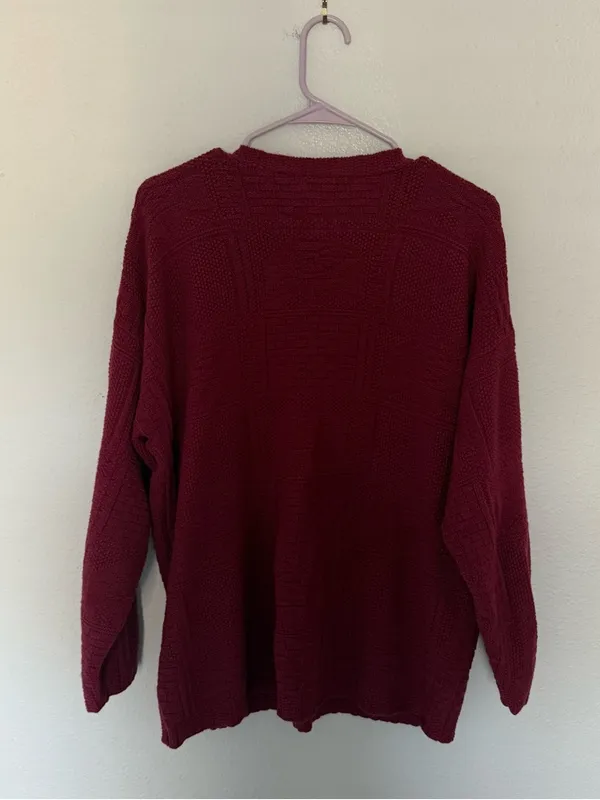 90s Burgundy Oversized Cozy Sweater Meg Ryan Vibes - Image 4