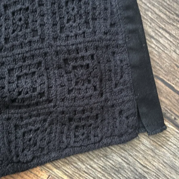 Vanilla Star Black Boho Denim Shorts with Granny Square Crochet Design Size 29/9 - Image 3