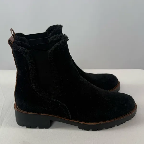 Sam Edelman Jaclyn Suede Sherpa Lined Chelsea‎ Boot in Black Size 6 - Image 5