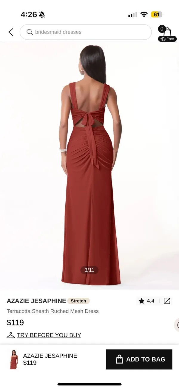 Azazie Chiffon Bridesmaid Dress terracotta - Image 2