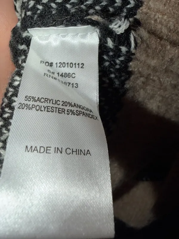 Doe & Rae Women's Beige Black White Plaid Colorblock Open Front Cardigan Sweater - Image 7