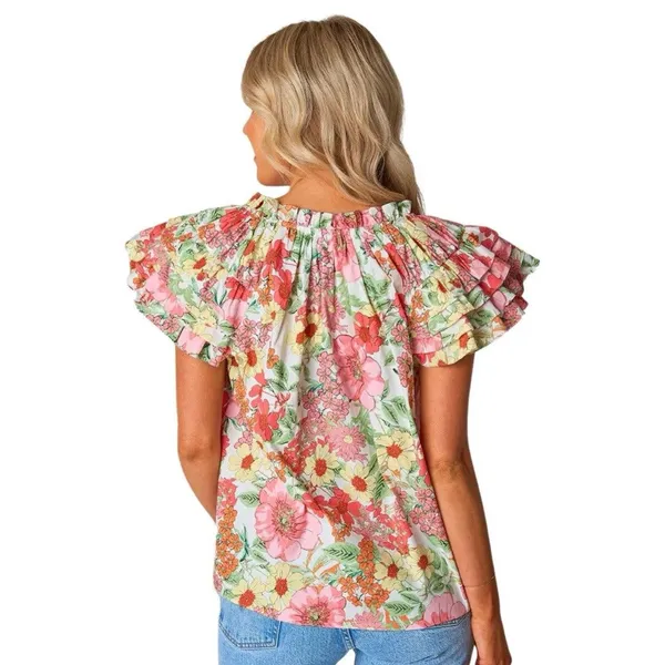 Camisa Con Estampados De Flores Para Mujer Talla Xs Marca Buddy Y Love Algodón - Image 2