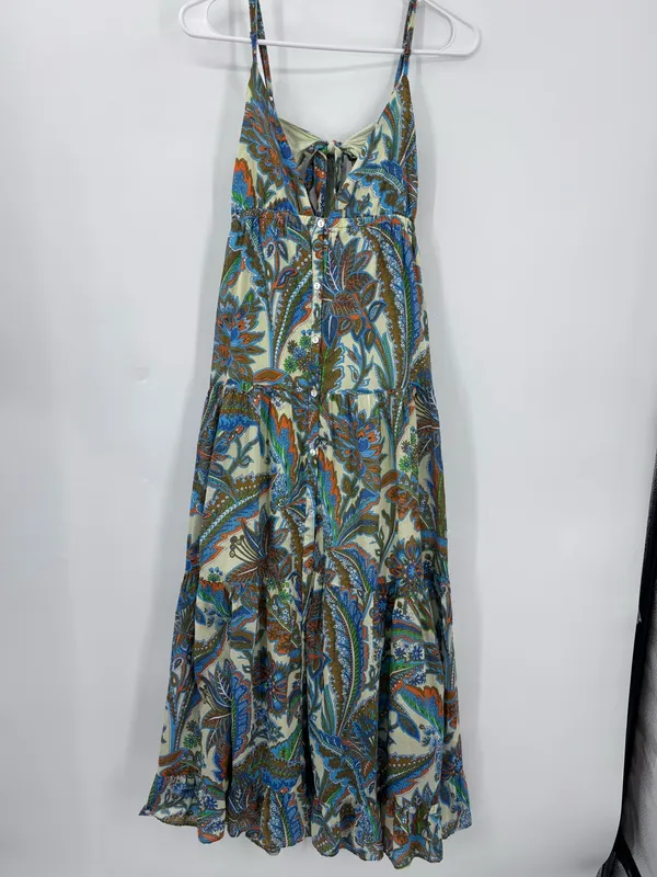 House of Harlow 1960 Green Blue Orange Paisley Lined Dress 100% cotton - Image 4