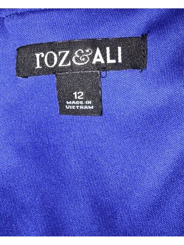 Roz & Ali Royal Blue Lace Sheath Midi Dress Size 12 Short Sleeve - Image 7