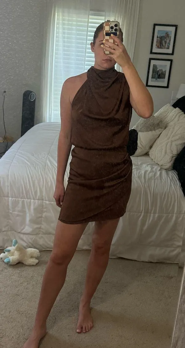 Brown high neck dress Size M - Image 2