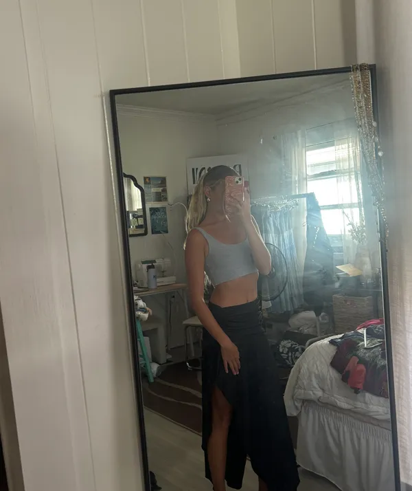 Long Black Slit Skirt - Image 3