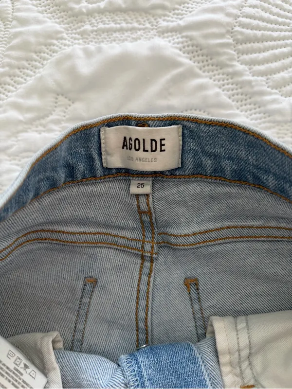 AGOLDE Jamie High‎ Rise Classic Light Wash Jeans Size 25 Button Fly - Image 9