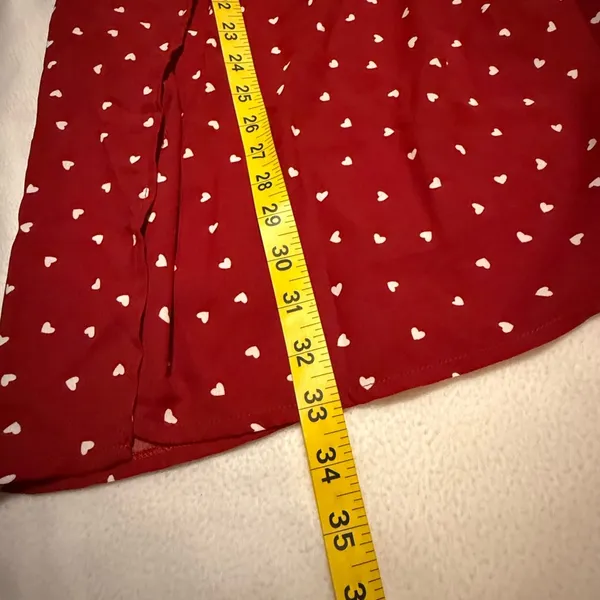 Nasty Gal Red Dress with White Heart Pattern - Image 3